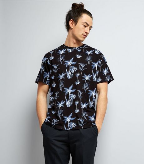 Navy Palm Tree Print T-Shirt | New Look