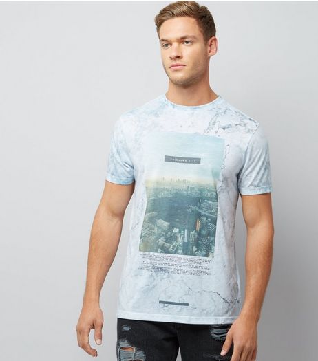 Mint Green Marble Shinjuku City Print T-Shirt | New Look