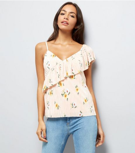White Floral Print Pleated Off the Shoulder Top | New Look