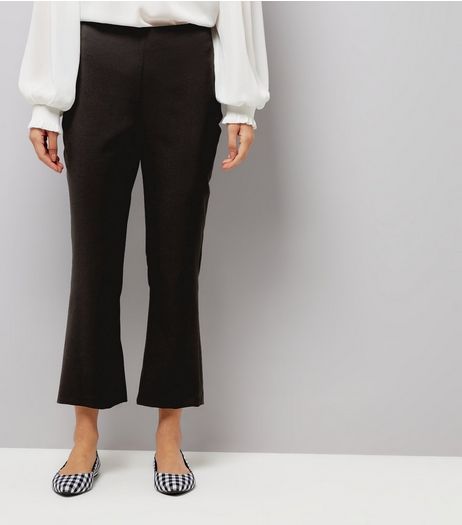 Black Kick Flared Cropped Trousers | New Look