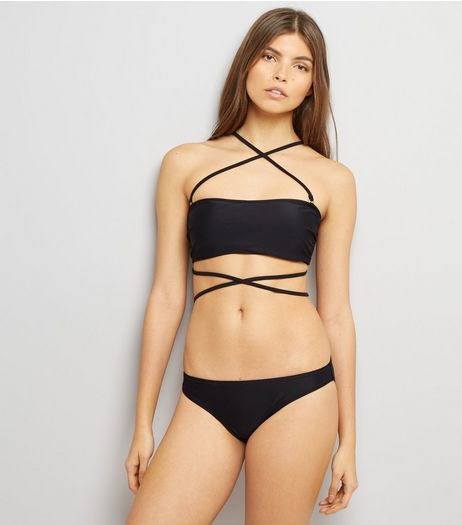 Black Multi Way Strap Bikini Top | New Look