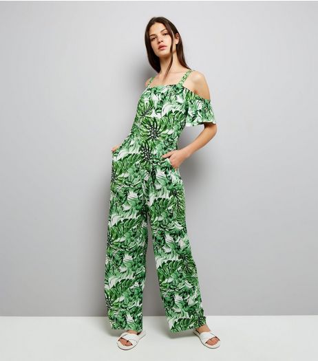 Blue Vanilla Green Tropical Print Jumpsuit | New Look