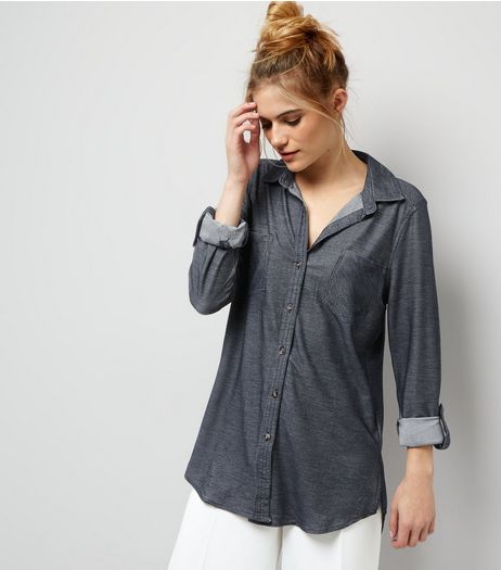 Apricot Navy Roll Up Sleeve Shirt | New Look