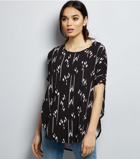 Apricot Black Abstract Print Short Sleeve Top | New Look