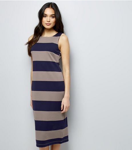 Apricot Navy Stripe Sleeveless Bodycon Maxi Dress | New Look