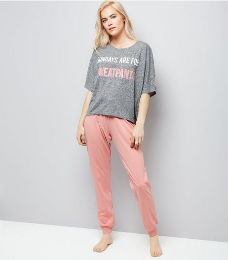 Pink Sunday Slogan Pyjama Set | New Look
