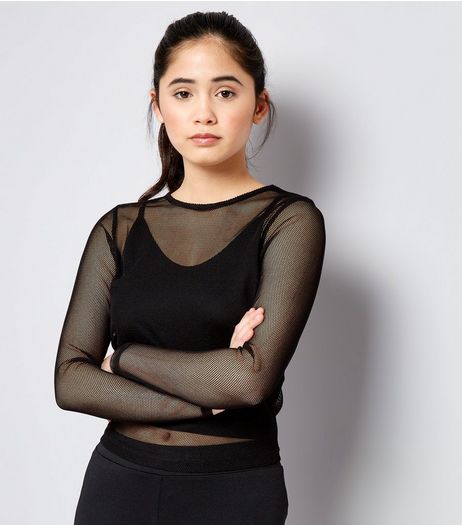 Teens Black 2 in 1 Mesh Top | New Look