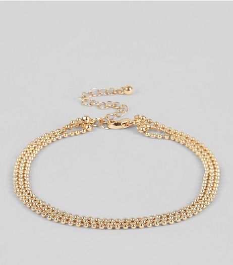 Gold Layered Ball Chain Anklet | New Look