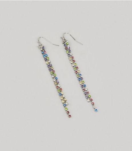 Multicoloured Crystal Drop Earrings | New Look