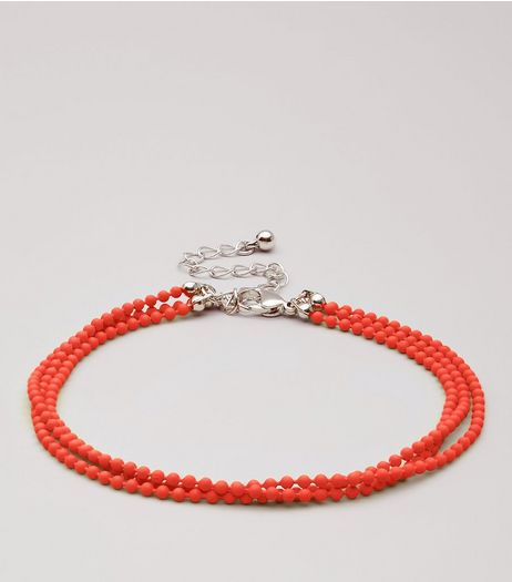 Red Layered Ball Chain Anklet | New Look