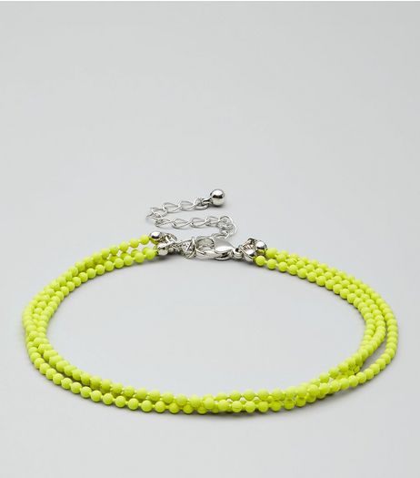 Yellow Layered Ball Chain Anklet | New Look