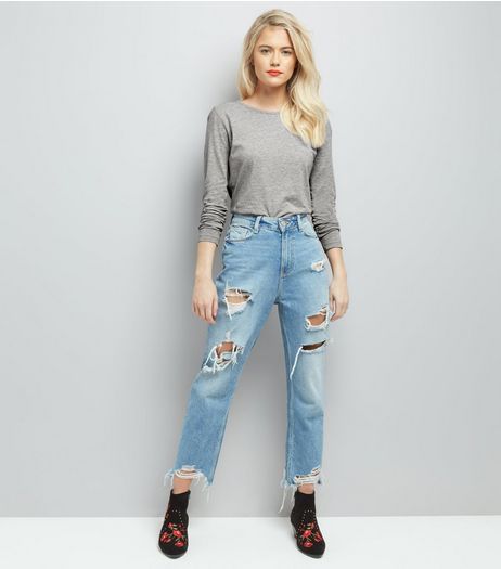 Grey Crew Neck Long Sleeve Top | New Look