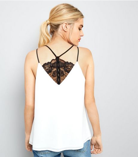 Cream Lace Back Cami Top | New Look
