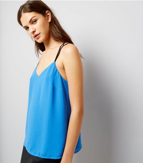 Blue Lace Back Cami Top | New Look