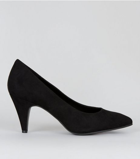 Black Suedette Pointed Kitten Heels | New Look