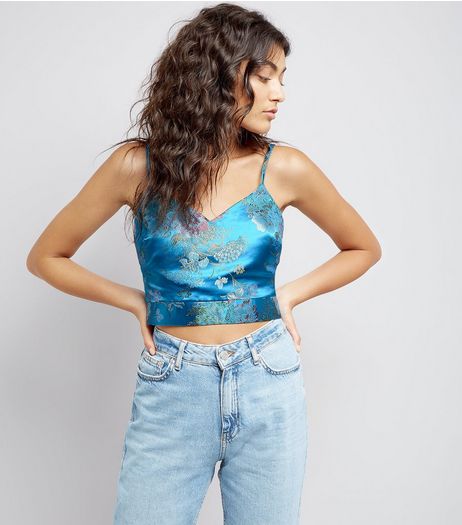 Blue Floral Print Bralet | New Look