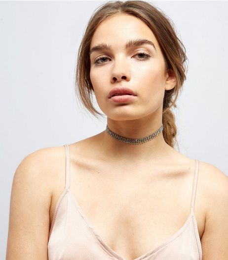 Gold Multi Stone Choker | New Look