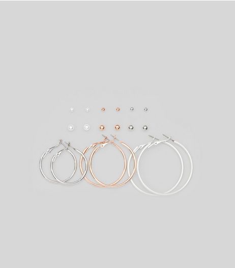Silver 9 Pack Hoop and Stud Earrings | New Look