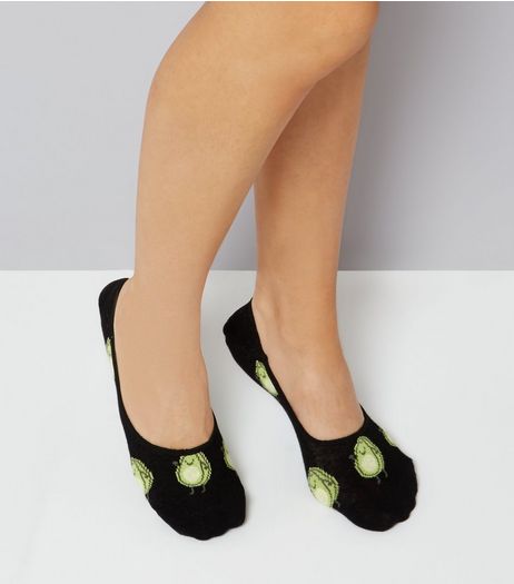 Black Avocado Print Pop Socks | New Look