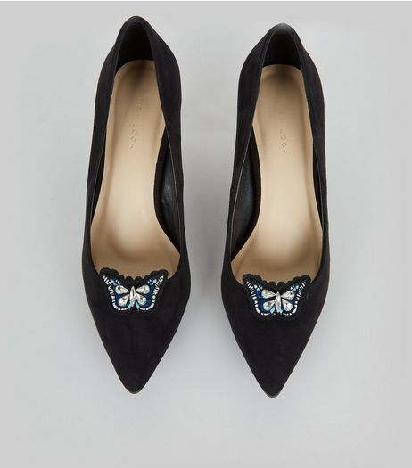 Navy Embroidered Butterfly Shoe Clips | New Look