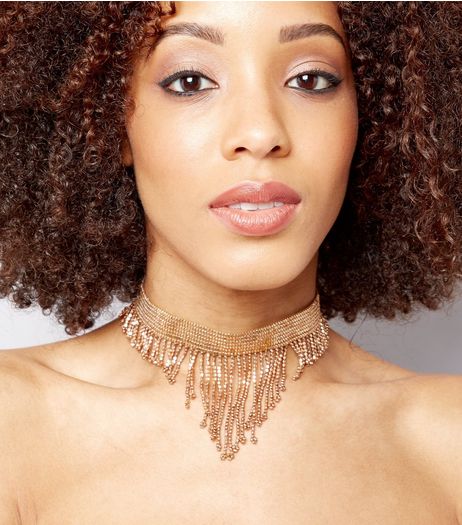 Gold Waterfall Bead Choker | New Look