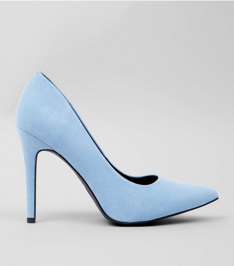 Wide Fit Pale Blue Suedette Heels | New Look