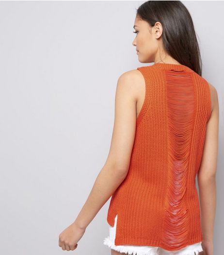 Orange Ripped Back Vest | New Look