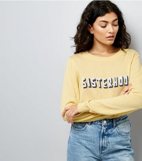 Yellow Sisterhood Print Long Sleeve Jumper | New Look