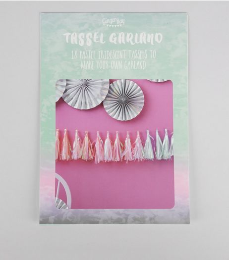Pink Iridescent Tassel Garland | New Look