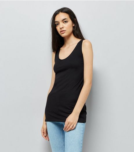 Tall Black Scoop Neck Longline Vest | New Look