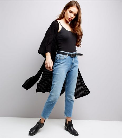 Black Ladder Knit Kimono | New Look