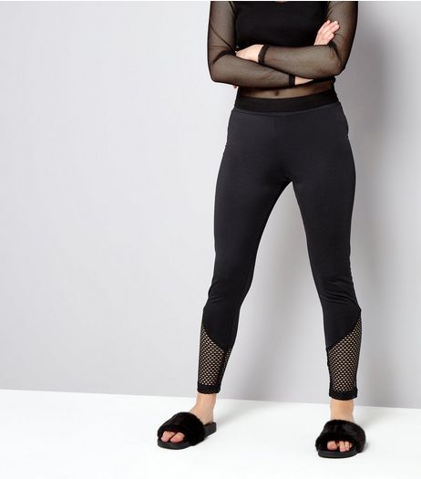Teens Black Mesh Panel Leggings | New Look