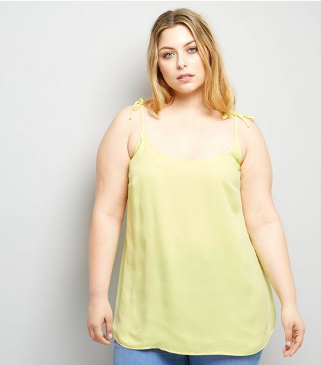 Curves Yellow Tie Strap Cami | New Look