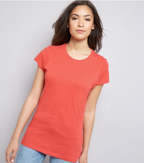 Coral Marl Cotton T-Shirt | New Look