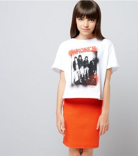 Teens Orange Ribbed Tube Skirt | New Look
