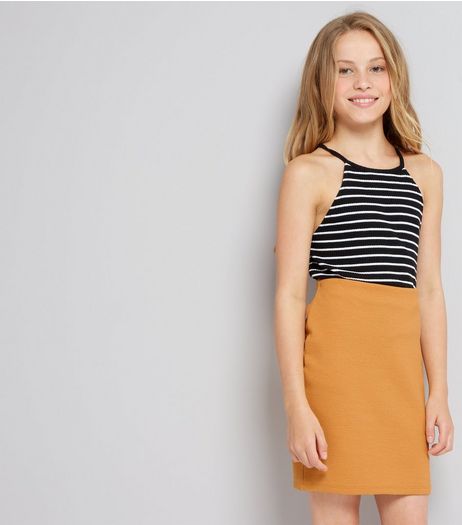 Teens Yellow Ribbed Tube Skirt | New Look