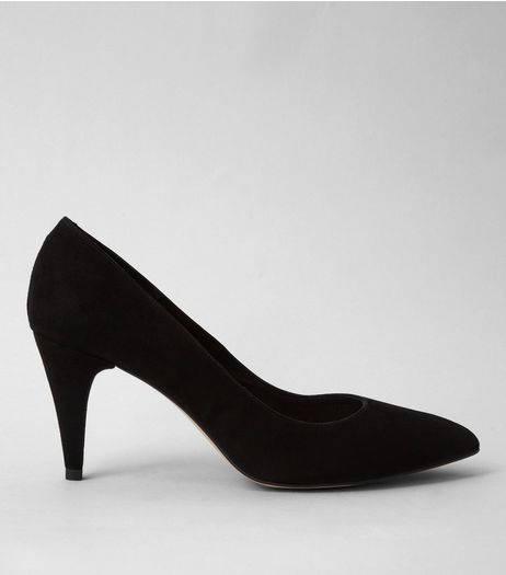 Black Suede Pointed Court Shoes | New Look