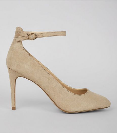Mink Suedette Ankle Strap Court Shoes | New Look