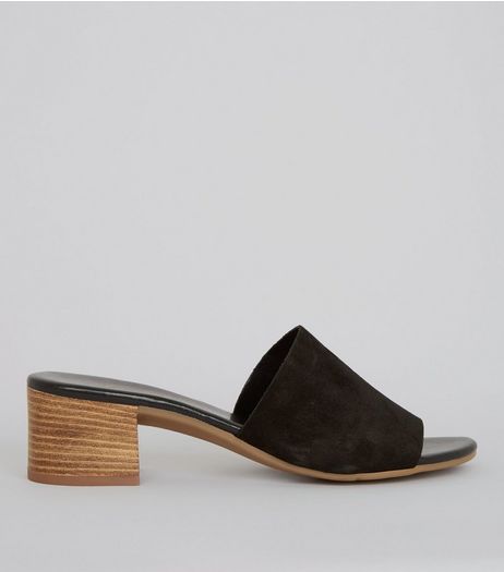 Black Suede Heeled Mules | New Look