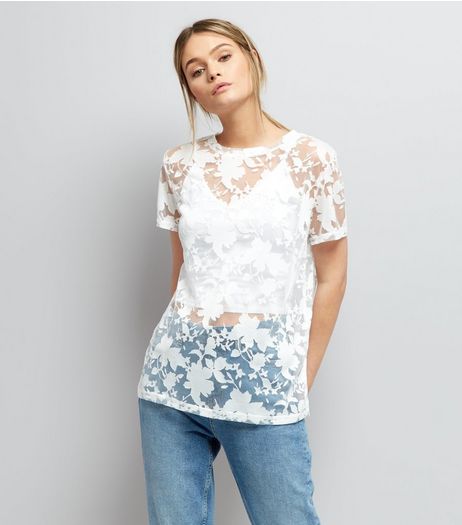 Cream Floral Print Short Sleeve Top | New Look