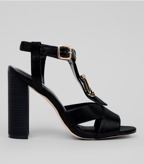 Black Buckle Block Heeled Sandals | New Look