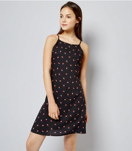 Teens Black Floral Print Slip Dress | New Look