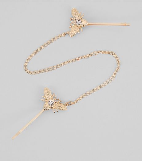 Gold Bug Chain Hair Slide | New Look