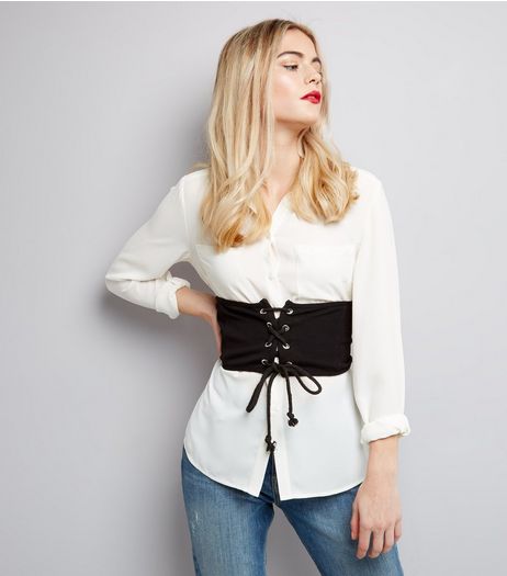 Black Lace Up Corset | New Look