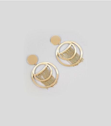 Gold Chain Tassel Ring Earrings | New Look