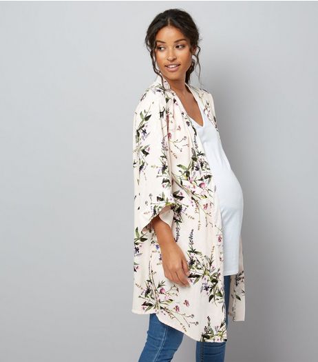 Maternity Pink Floral Longline Kimono | New Look