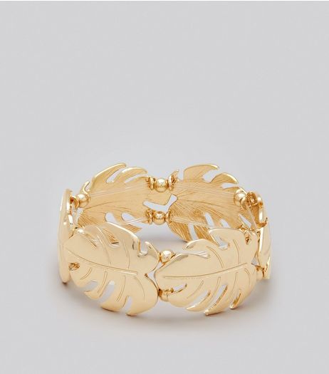 Gold Cheeseplant Leaf Bracelet | New Look
