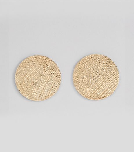 Gold Textured Disc Stud Earrings | New Look