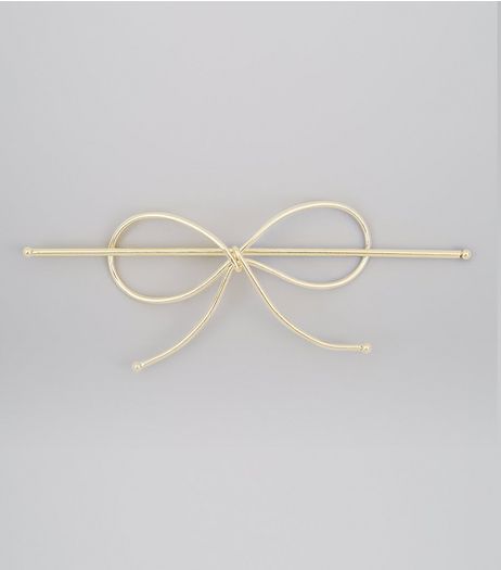 Gold Bow String Hair Slide | New Look