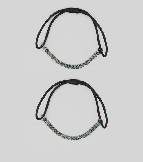 2 Pack Black Chain Trim Hair Bands | New Look